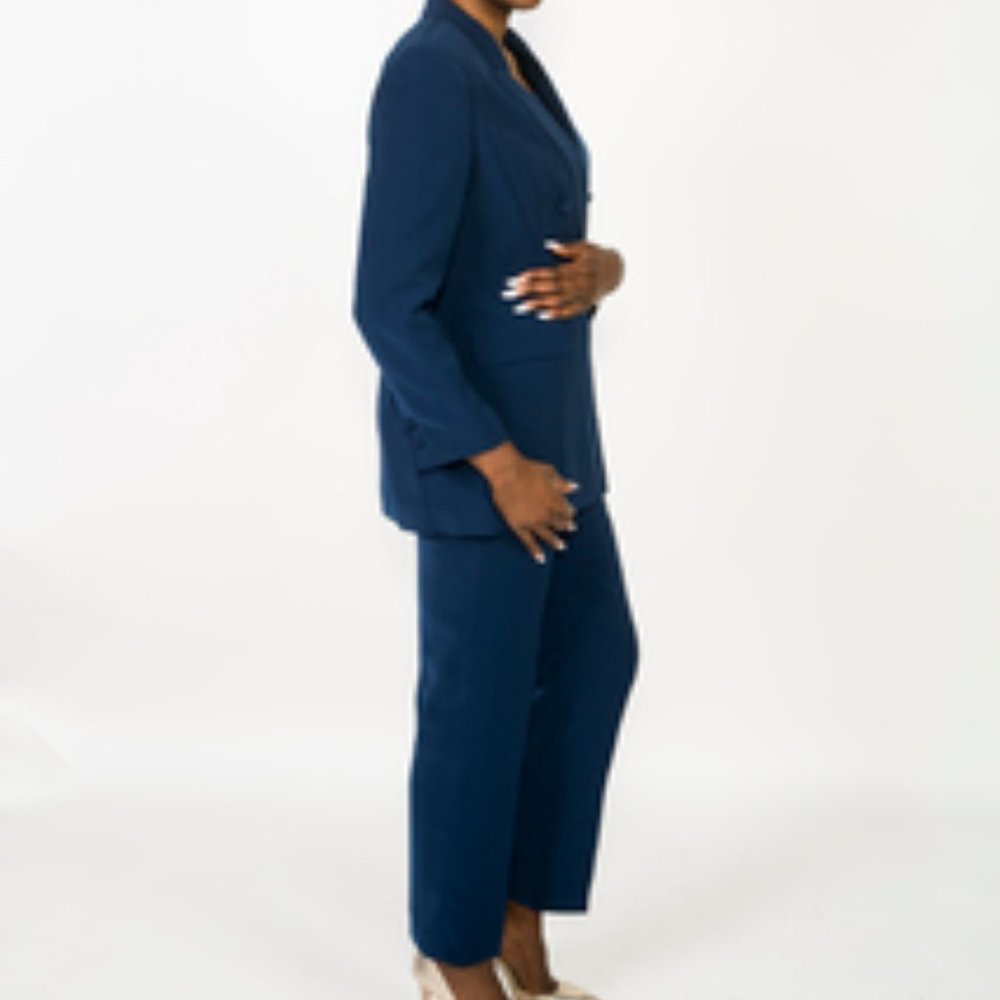 Navy blue pants suit